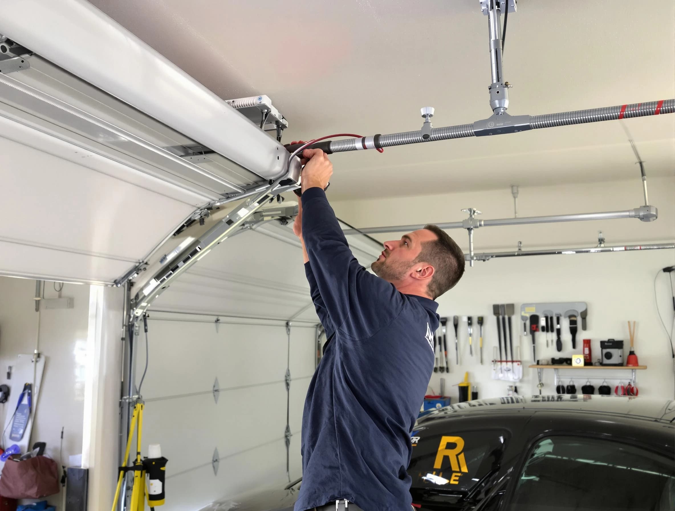 Brookline Garage Door Repair technician performing garage door cable repair in Brookline