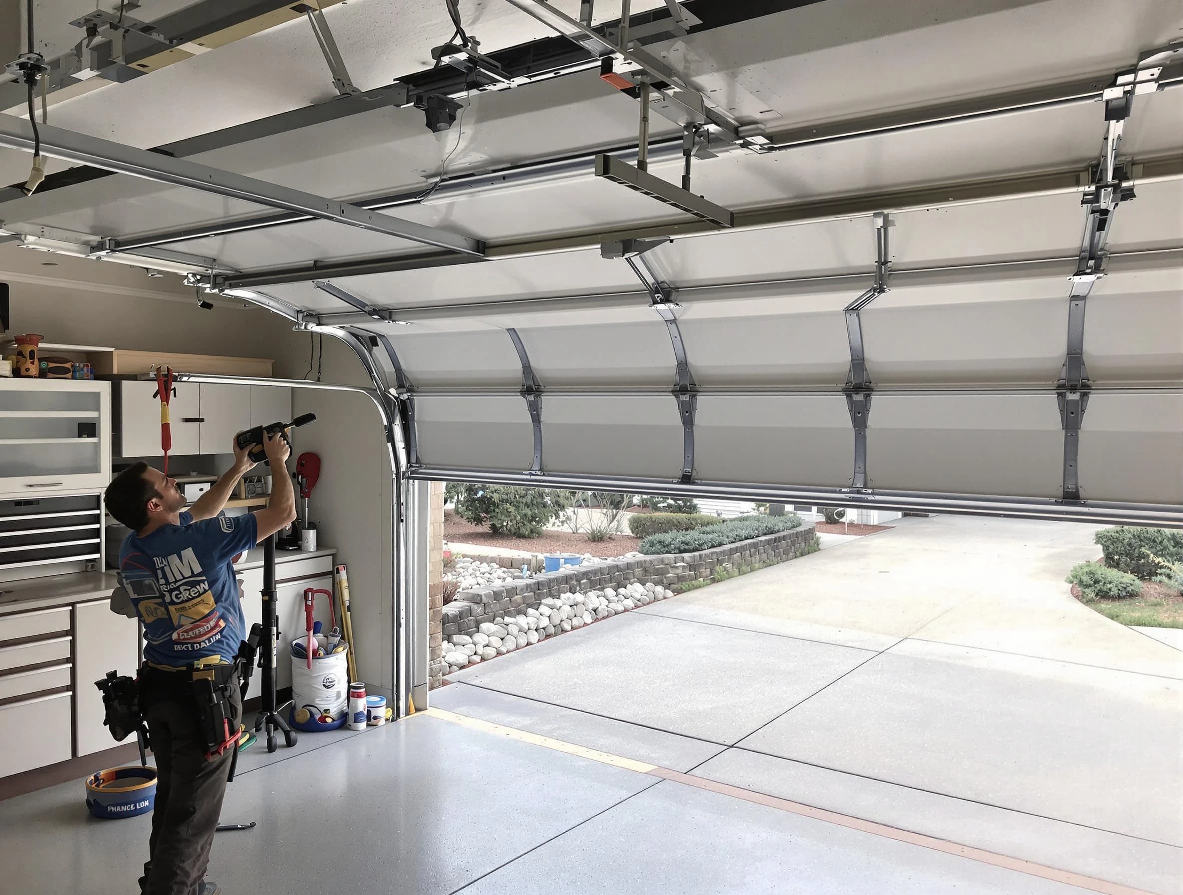 Garage door track repair service by Brookline Garage Door Repair in Brookline