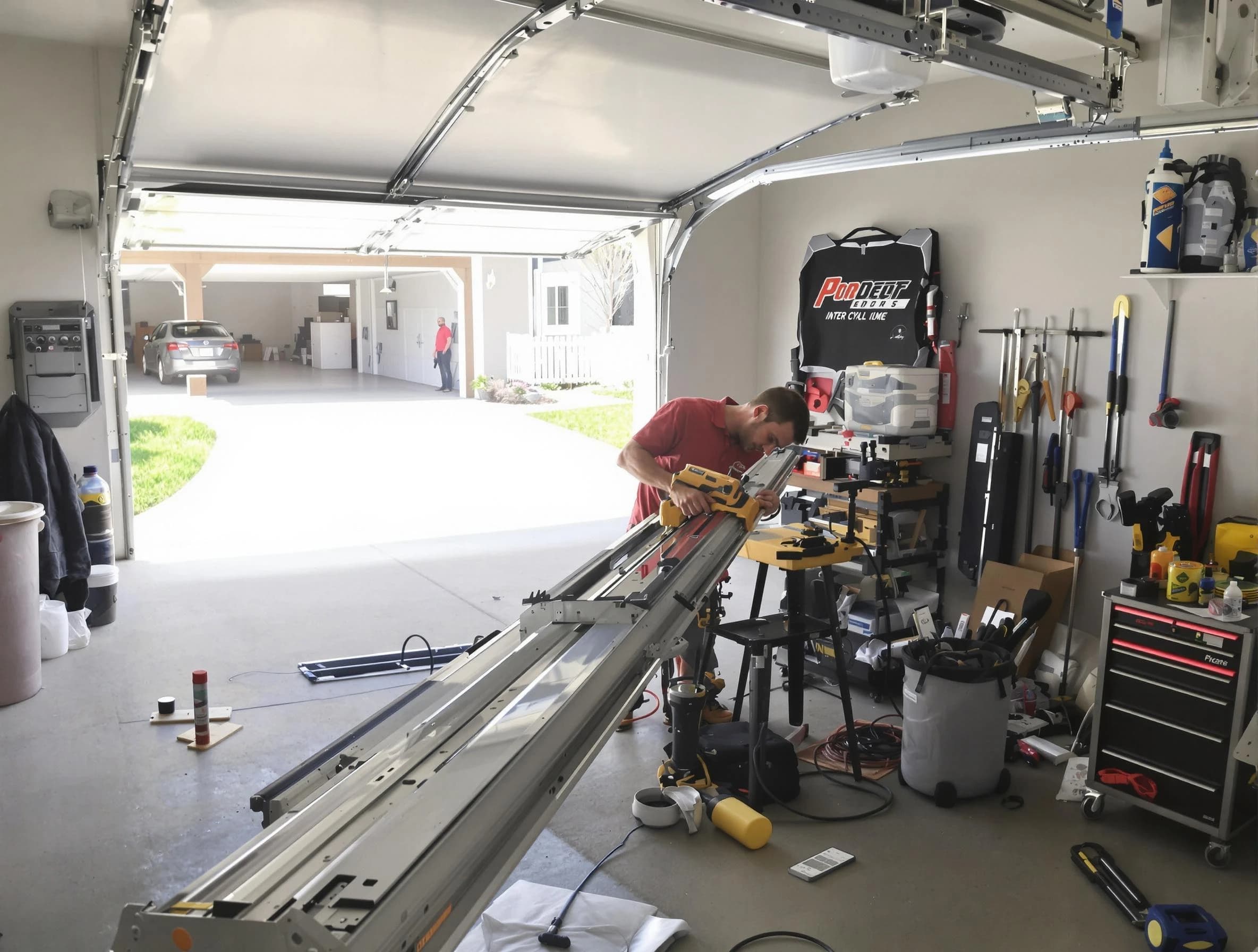 Brookline Garage Door Repair expert performing track repair in Brookline