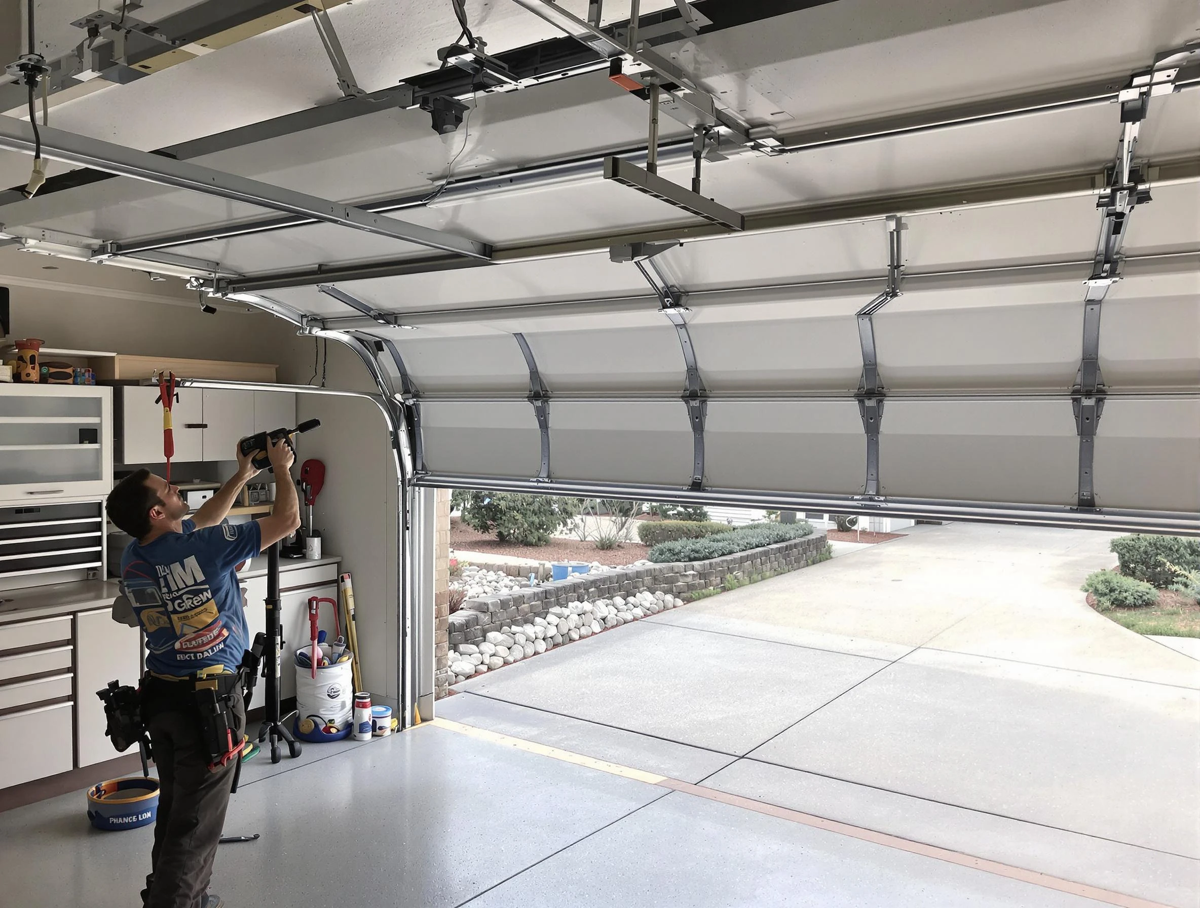 Garage door track repair service by Brookline Garage Door Repair in Brookline